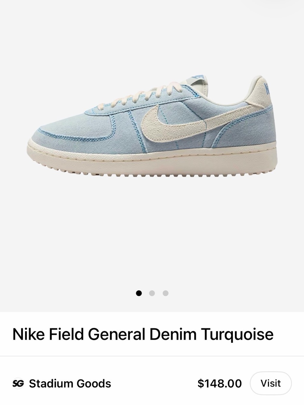 Nike Light Blue Denim Low-Top Sneaker with Cream Accents